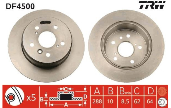 Brake Disc DF4500 TRW, Image 2