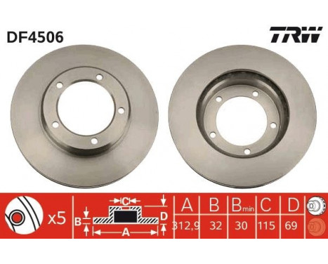 Brake Disc DF4506 TRW, Image 2