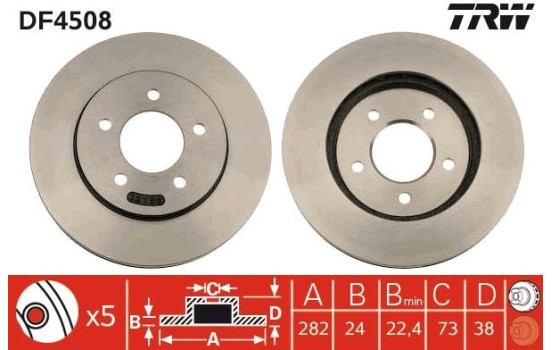 Brake Disc DF4508 TRW, Image 2