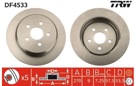 Brake Disc DF4533 TRW, Image 2