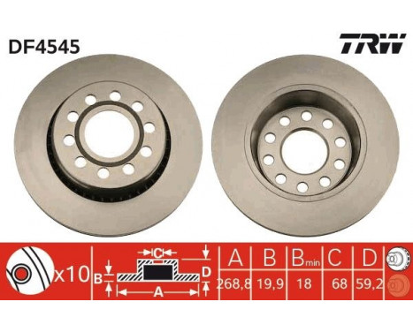 Brake Disc DF4545 TRW, Image 2