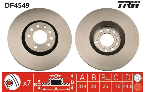 Brake Disc DF4549 TRW, Image 2