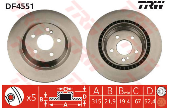 Brake Disc DF4551 TRW