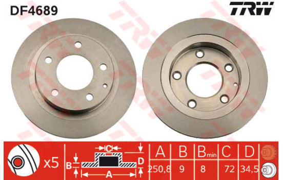 Brake Disc DF4689 TRW