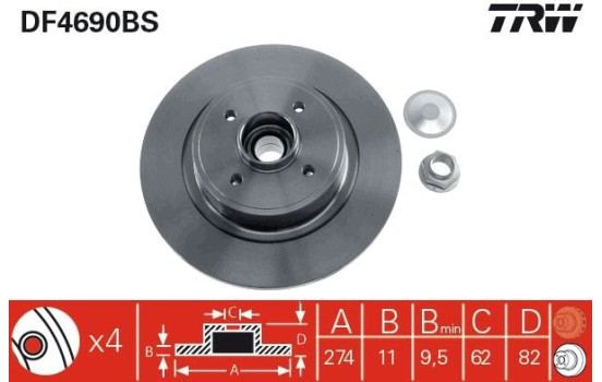 Brake Disc DF4690BS TRW, Image 2