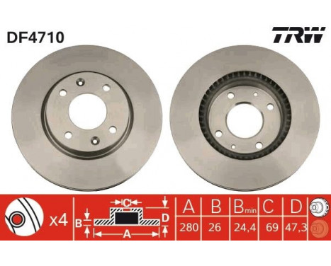 Brake Disc DF4710 TRW, Image 2