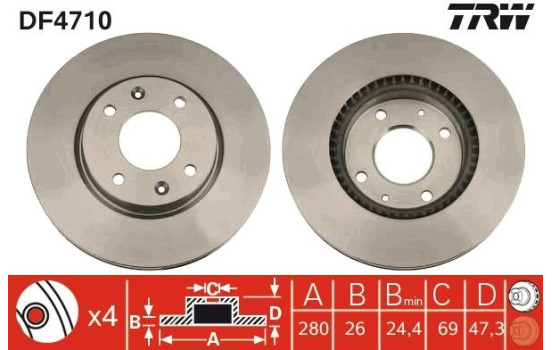 Brake Disc DF4710 TRW, Image 2