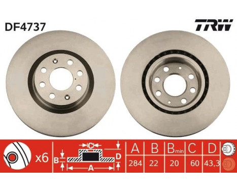 Brake Disc DF4737 TRW, Image 2