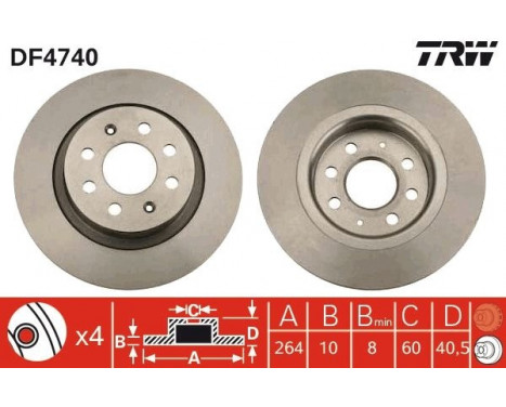 Brake Disc DF4740 TRW, Image 2