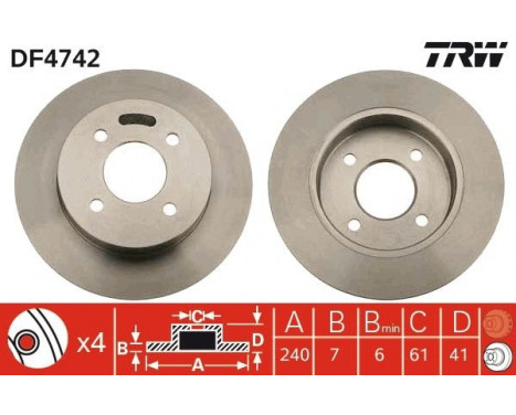 Brake Disc DF4742 TRW, Image 2