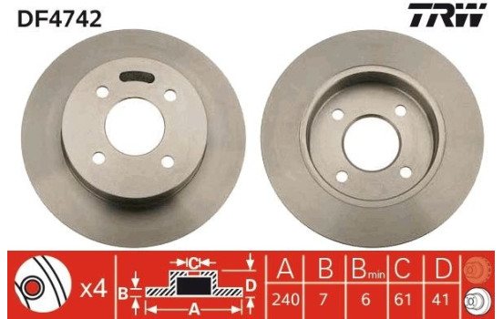 Brake Disc DF4742 TRW, Image 2