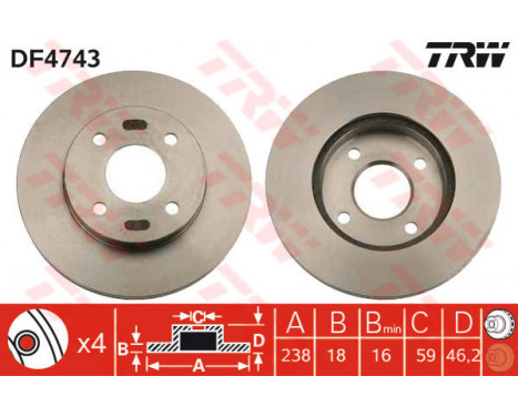 Brake Disc DF4743 TRW