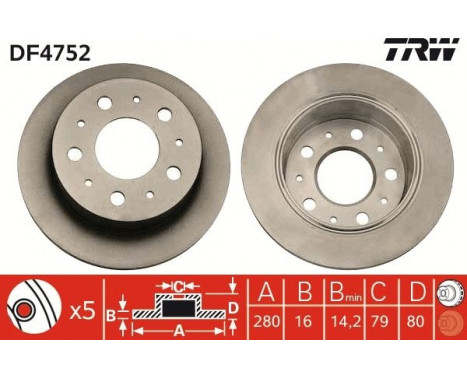 Brake Disc DF4752 TRW, Image 3