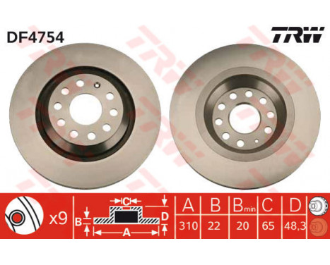 Brake Disc DF4754 TRW