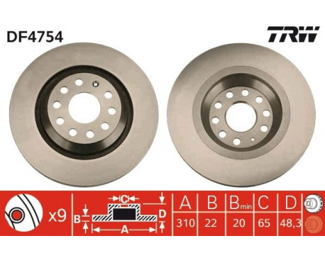 Brake Disc DF4754 TRW, Image 2