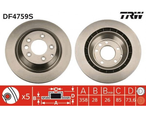 Brake Disc DF4759S TRW, Image 2