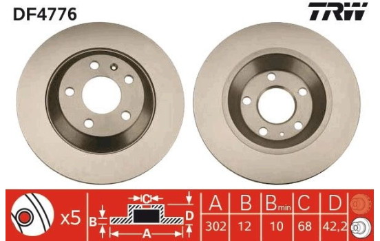 Brake Disc DF4776 TRW, Image 2