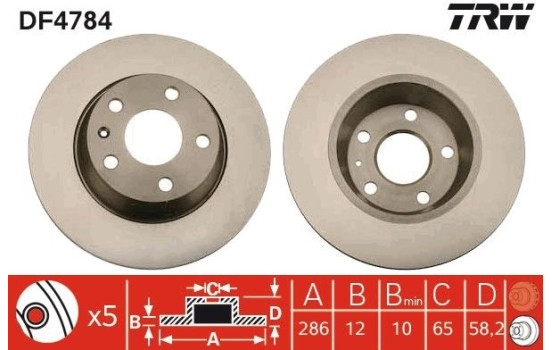 Brake Disc DF4784 TRW, Image 2