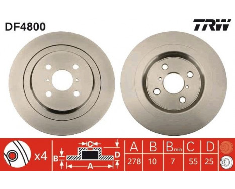 Brake Disc DF4800 TRW, Image 2