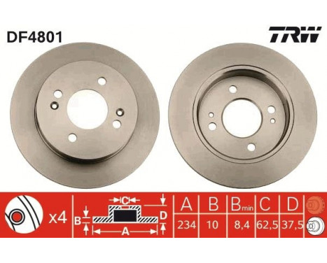 Brake Disc DF4801 TRW, Image 2