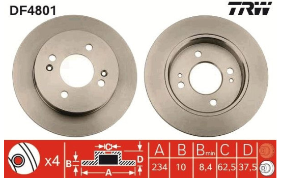 Brake Disc DF4801 TRW, Image 2