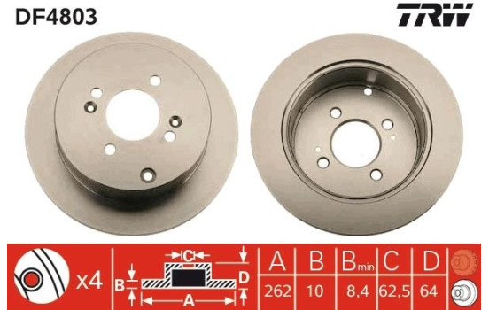 Brake Disc DF4803 TRW, Image 2
