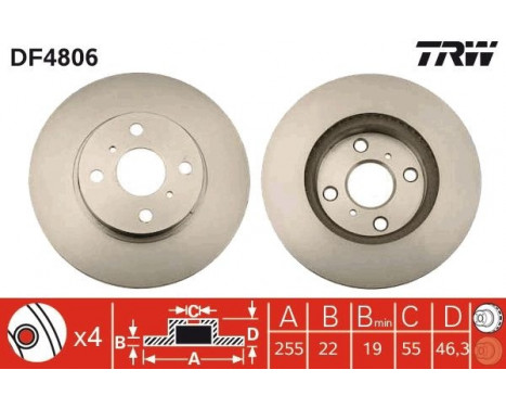 Brake Disc DF4806 TRW, Image 2