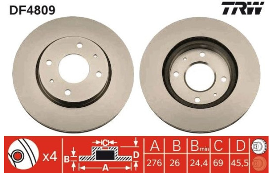Brake Disc DF4809 TRW, Image 2