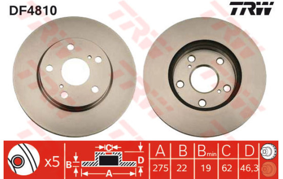 Brake Disc DF4810 TRW