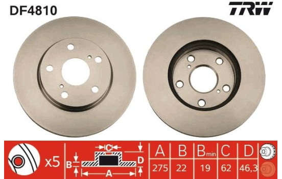 Brake Disc DF4810 TRW, Image 2