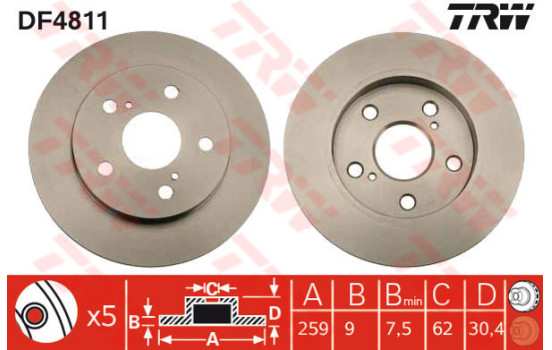 Brake Disc DF4811 TRW
