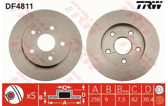 Brake Disc DF4811 TRW, Image 2