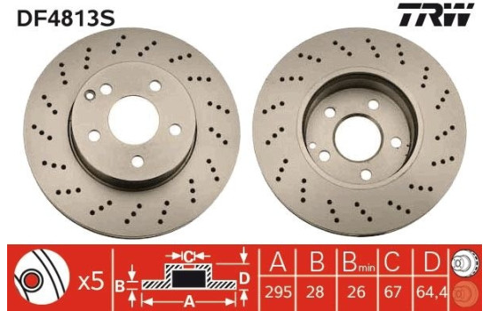 Brake Disc DF4813S TRW, Image 3
