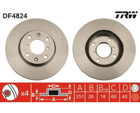 Brake Disc DF4824 TRW, Image 3