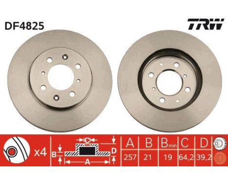 Brake Disc DF4825 TRW, Image 2