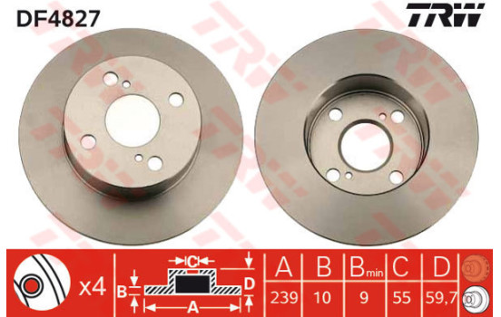 Brake Disc DF4827 TRW