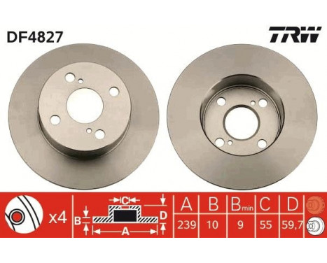 Brake Disc DF4827 TRW, Image 2