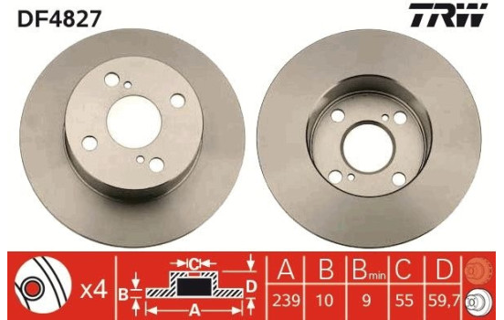 Brake Disc DF4827 TRW, Image 2