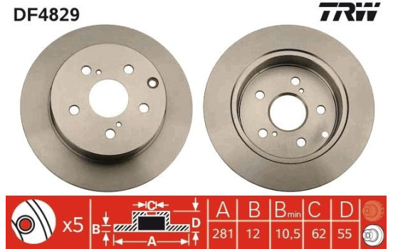 Brake Disc DF4829 TRW, Image 2