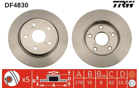 Brake Disc DF4830 TRW, Image 2