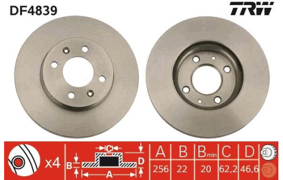 Brake Disc DF4839 TRW, Image 2