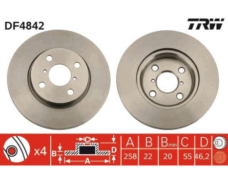 Brake Disc DF4842 TRW, Image 2