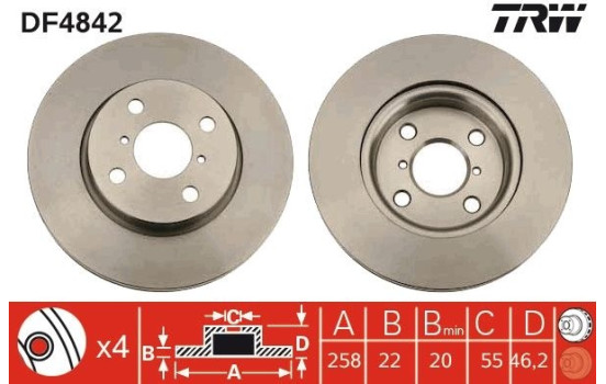 Brake Disc DF4842 TRW, Image 2