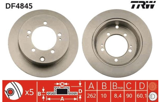 Brake Disc DF4845 TRW, Image 2