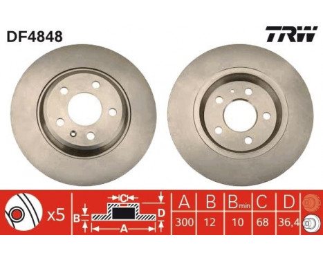 Brake Disc DF4848 TRW, Image 3