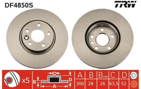 Brake Disc DF4850S TRW, Image 3