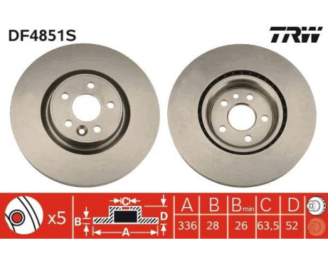 Brake Disc DF4851S TRW, Image 2