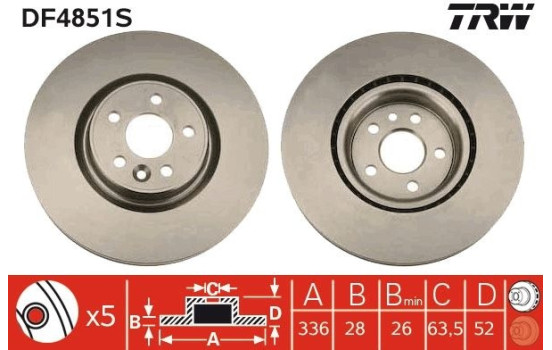Brake Disc DF4851S TRW, Image 2