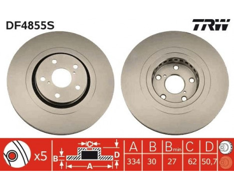 Brake Disc DF4855S TRW, Image 2