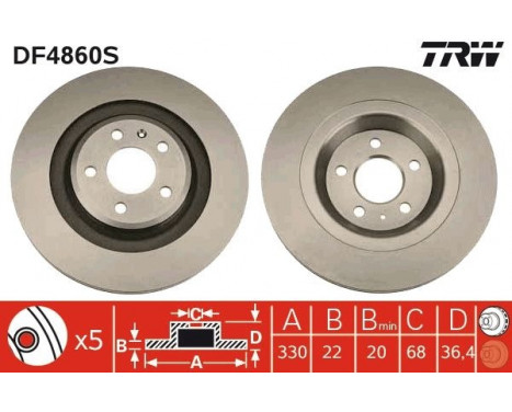 Brake Disc DF4860S TRW, Image 2